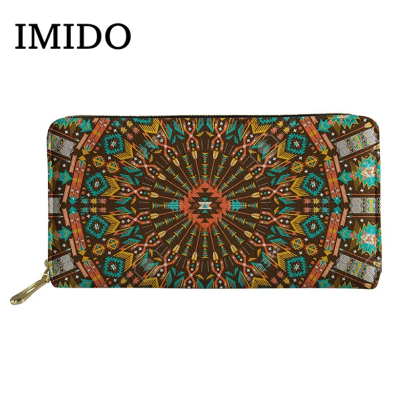 IMIDO Африканский Племенной Этнические Кошельки Держатели карт для дам кошелек женский кошелек портмоне мужской мешок мужской клатч - Цвет: WLL1035Z21