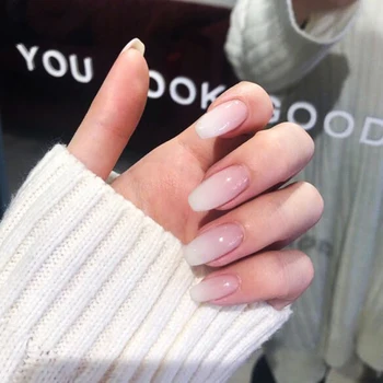 

24pcs Ins Fashion Cream Full Nail Tips Ombre French False Nails Gradient Fake Nail Manicure