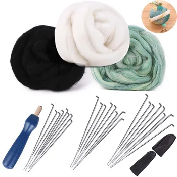 

LMDZ Wool Roving, 3 Colors Needle Felting Wool (30g/Colors), Needle Felting Tool with 24PCS Felting Needles, Finger Cots