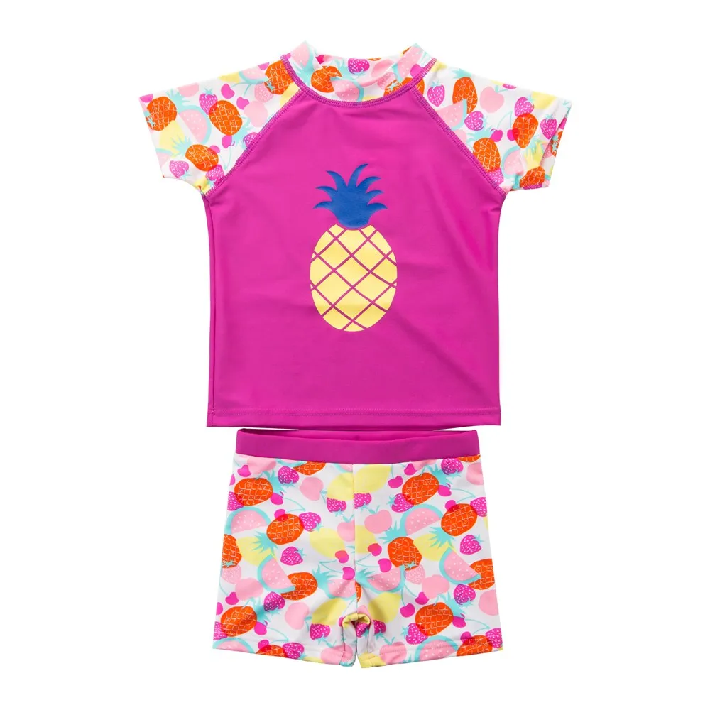 Wishere Summer Baby Girls Swimsuit Two Pieces Pineapple Printed Beach Baby Clothes Sun Protection