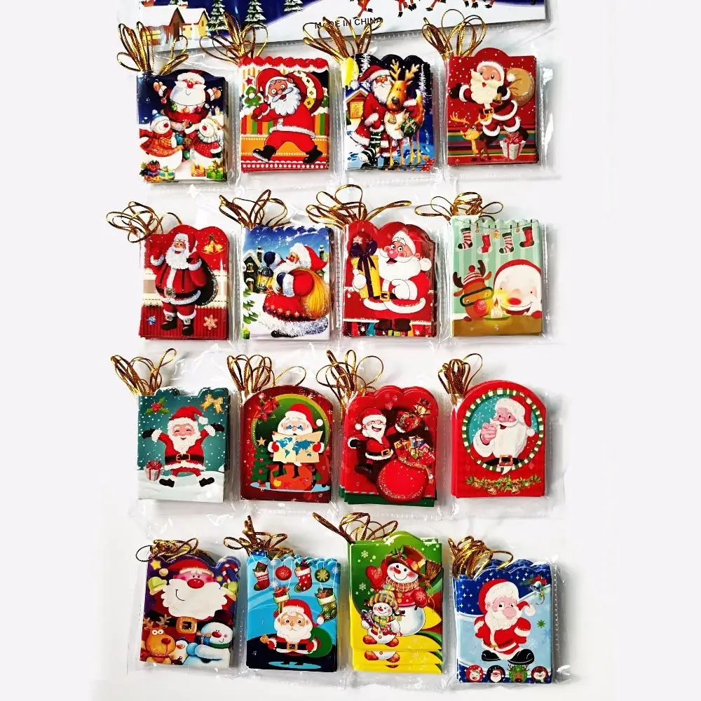 

12pcs/lot Santa Claus Mini Greeting Cards Message Card DIY Christmas Holiday Blessing Card Christmas Tree Hanging Ornaments FZ36