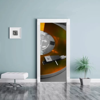 

3D Step Door Sticker New Decals Mural DIY Retro Record Player Selfadhesive Waterproof Wallpaper Poster Renovation For Home Decor