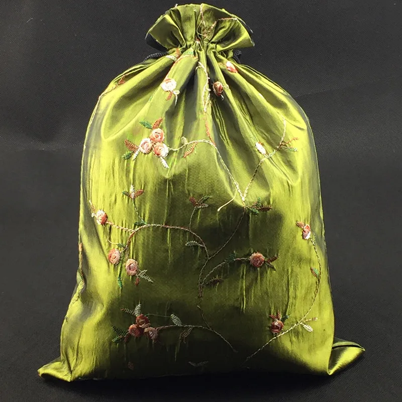 Большие подарочные пакеты на шнурке с вышивкой фруктов 10 шт. кармашки для