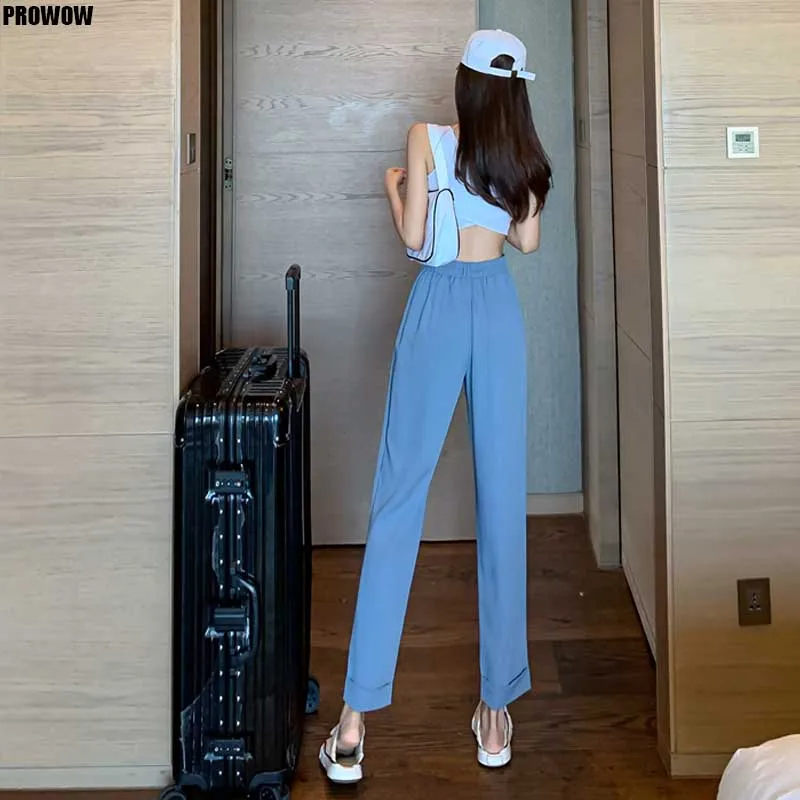 2020 Summer New Suit Leisure Pants Women Korean High Waist Office Trousers Lady Vintage Fashion Wild Casual Pants