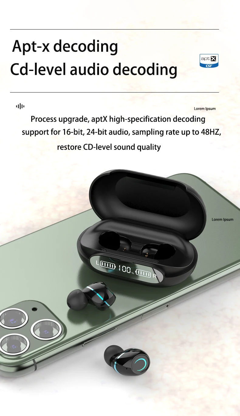 Tanold sem Fio Fone de Ouvido Carregamento à Prova Led com Cancelamento Bluetooth Controle Toque Display Ruído Fones Alta Fidelidade Ipx6 Caixa Dgágua G10 5.0 4 ouvido controle toque display led com cancelamento
