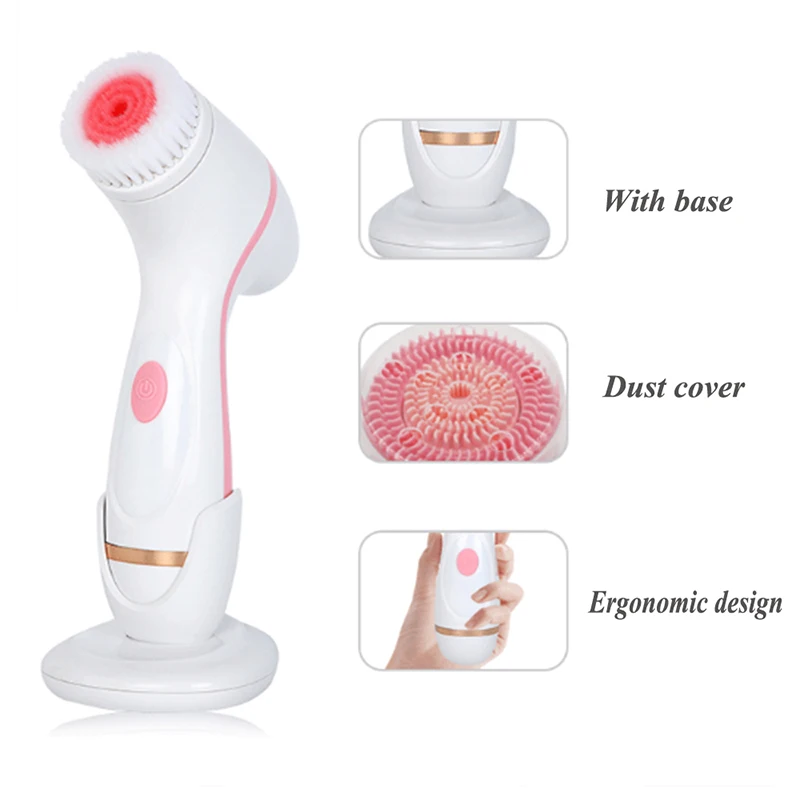 Silicone Face Cleansing Brush Spin Brush Deep Cleaning Face Remove Make-up Residue Rechargeable Waterproof Facial Brush Set