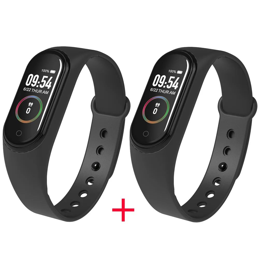 2 шт./лот M4 браслет Smartband спортивный браслет часы монитор сердечного ритма фитнес трекер активности кровяное давление Android Ios Спорт - Цвет: 2 Black