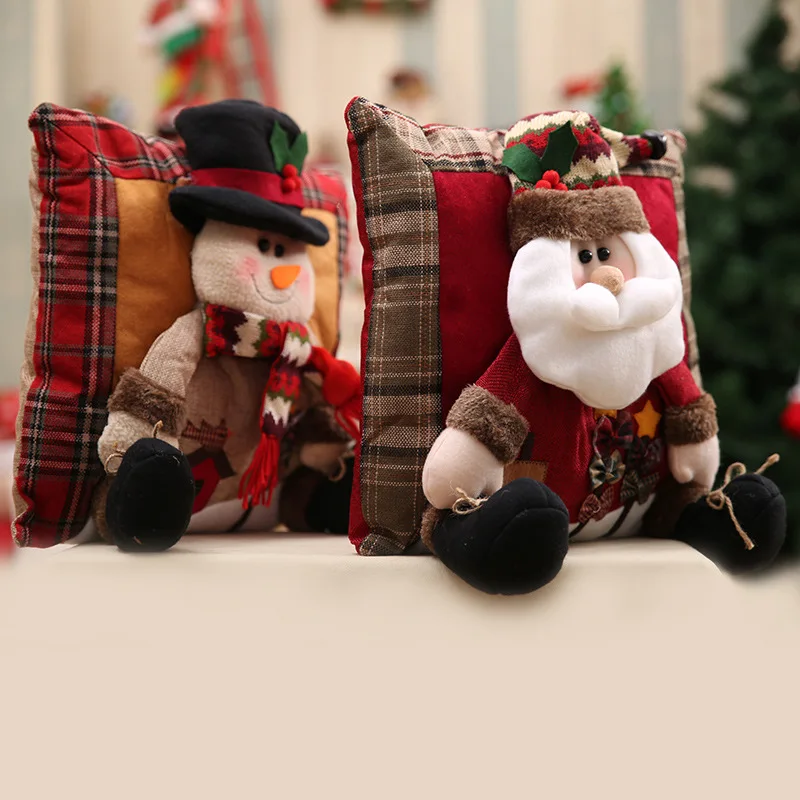 Мешковина, Рождественская подушка, диван-кровать, для дома, автомобиля, офиса, украшения для гостиницы, подушка, 3D мультфильм, Санта, снеговик, подушка, подарок
