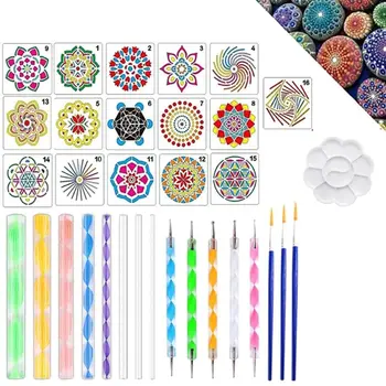 

33pcs/set Mandala Dotting Pen Tools Set for Painting Stone Ceramic with Stencils