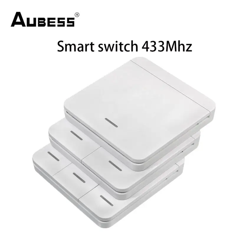 Aubess 433 MHz DC12V Wireless 1/2/3 Gang Push Button Switch For Family