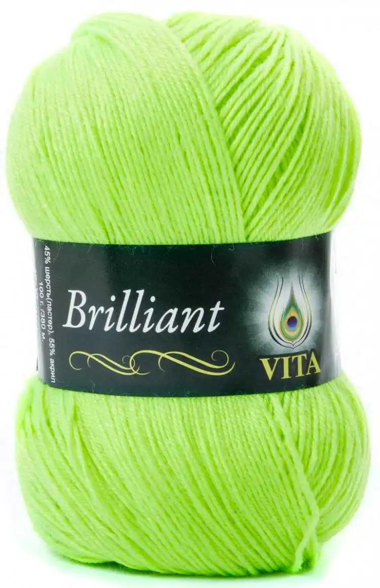 Пряжа Vita Brilliant | Германия 5x100 гр. упаковка Акрил: 55% Шерсть ластер: 45% Бесплатная