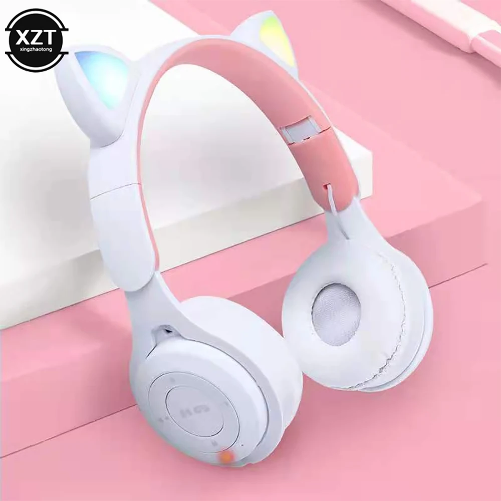 Luminous Headphones Headset Wireless Bluetooth Headset Cat Ears Trendy
