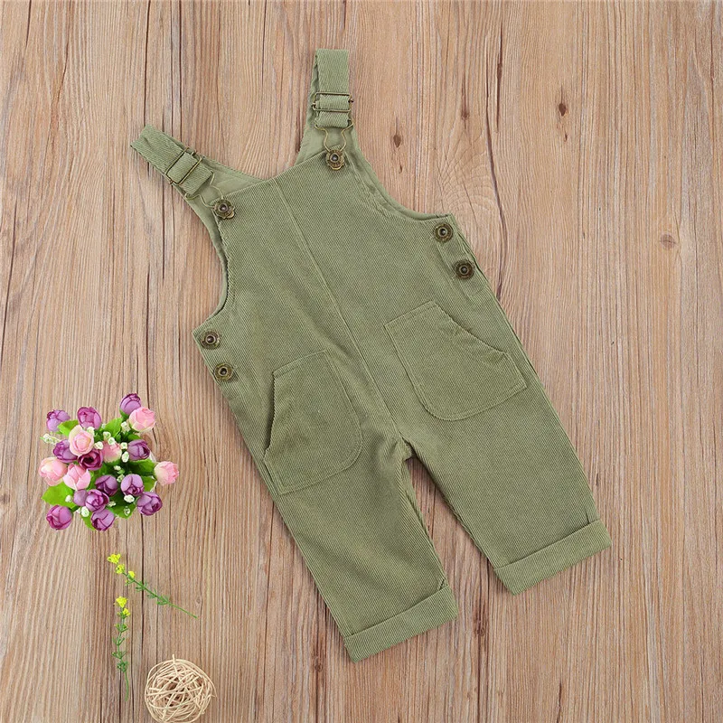 Toddler Baby Kids Boys Girls Overalls Autumn Newborn Baby Girls Corduroy Pocket Romper Jumpsuits Casual Bib Pants One-Pieces Baby Bodysuits comfotable