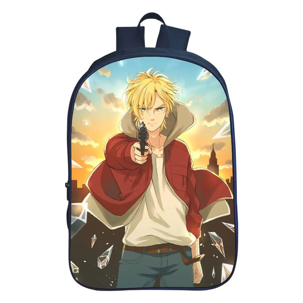 New Banana fish backpack boys girls bag Double-layer backpack teen schoolbag Unisex rucksack mochila. Support custom logo