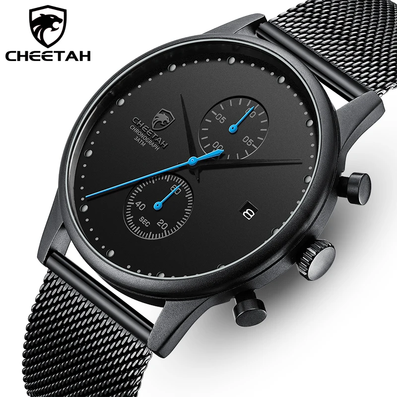 

New Brand Watches for Men CHEETAH Waterproof Quartz Wristwatch Stainless Steel Fashion Sport Men’s Watch Date Male Clock reloj