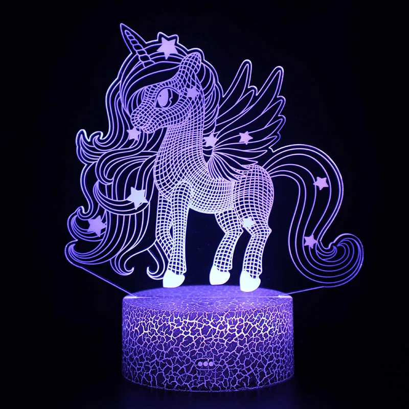 MY1171 3D illusion Unicorn Table Lamp Touch LED Night Light Home Room Rainbow Horse Lampen Decor Lighting Creative Lamp For Gift MY1171 - Испускаемый цвет: MY1171