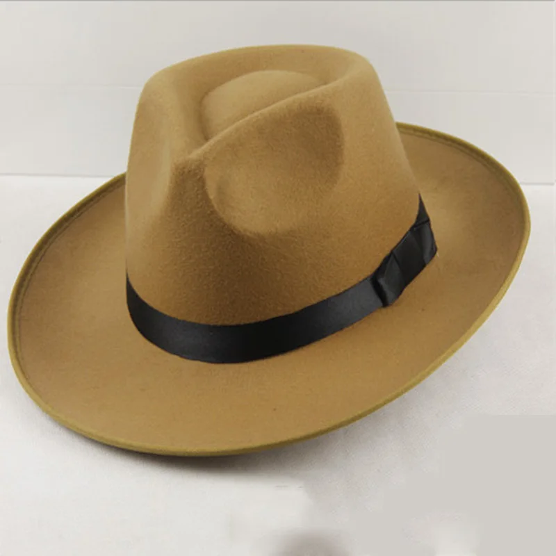 Фетровая шляпа, твердая винтажная Панама, Шляпа Fedora, Мужская Гангстерская шляпа, зимняя шапка, распродажа, широкополый британский стиль, женская мужская модная теплая