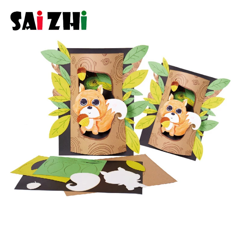 Saizhi Дети DIY белка Живопись Раннее Обучение подарки креативный ручной материал сумки ремесло поставки родитель активности игрушки подарок