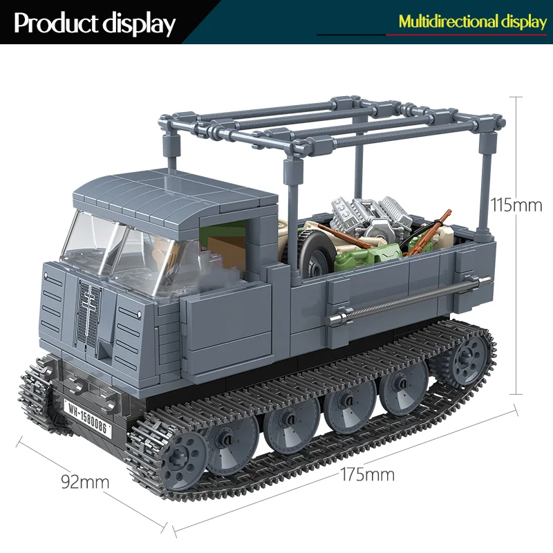  551PCS German Army RSO Armored Truck Military Bricks For Legoing WW2 Vehicles Figures Soldiers Buil