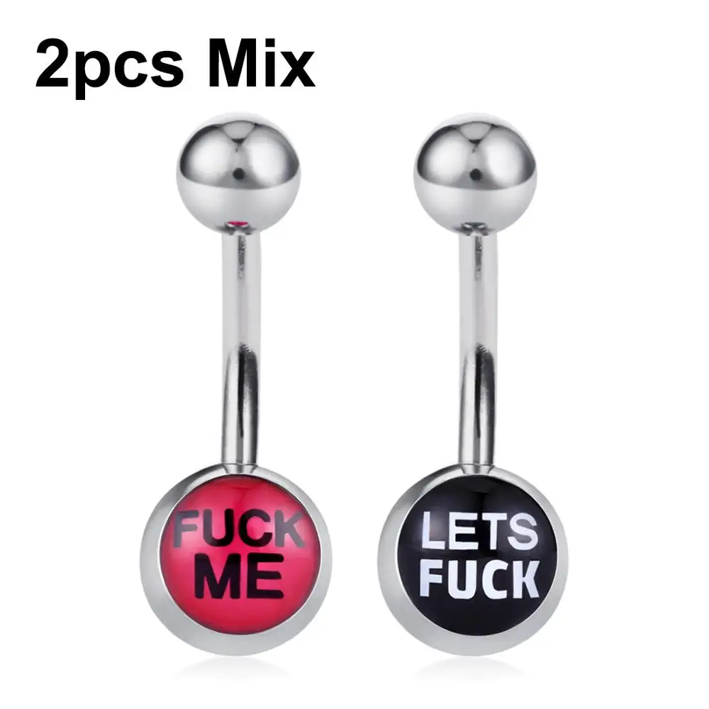 2pcs mix red black Женские сексуальные кольца для пупка с логотипом для девушек, пирсинг для пупка из нержавеющей стали, пирсинг для пупка, не выцветает, аксессуары для украшения тела - Окраска металла: 2pcs mix red black