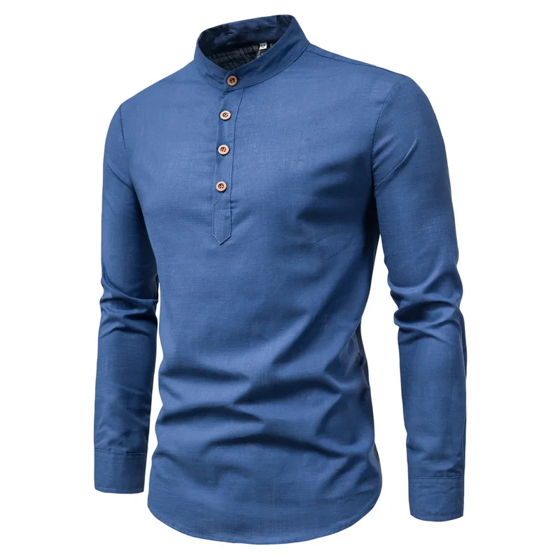 Men Breathable Linen Long Sleeves