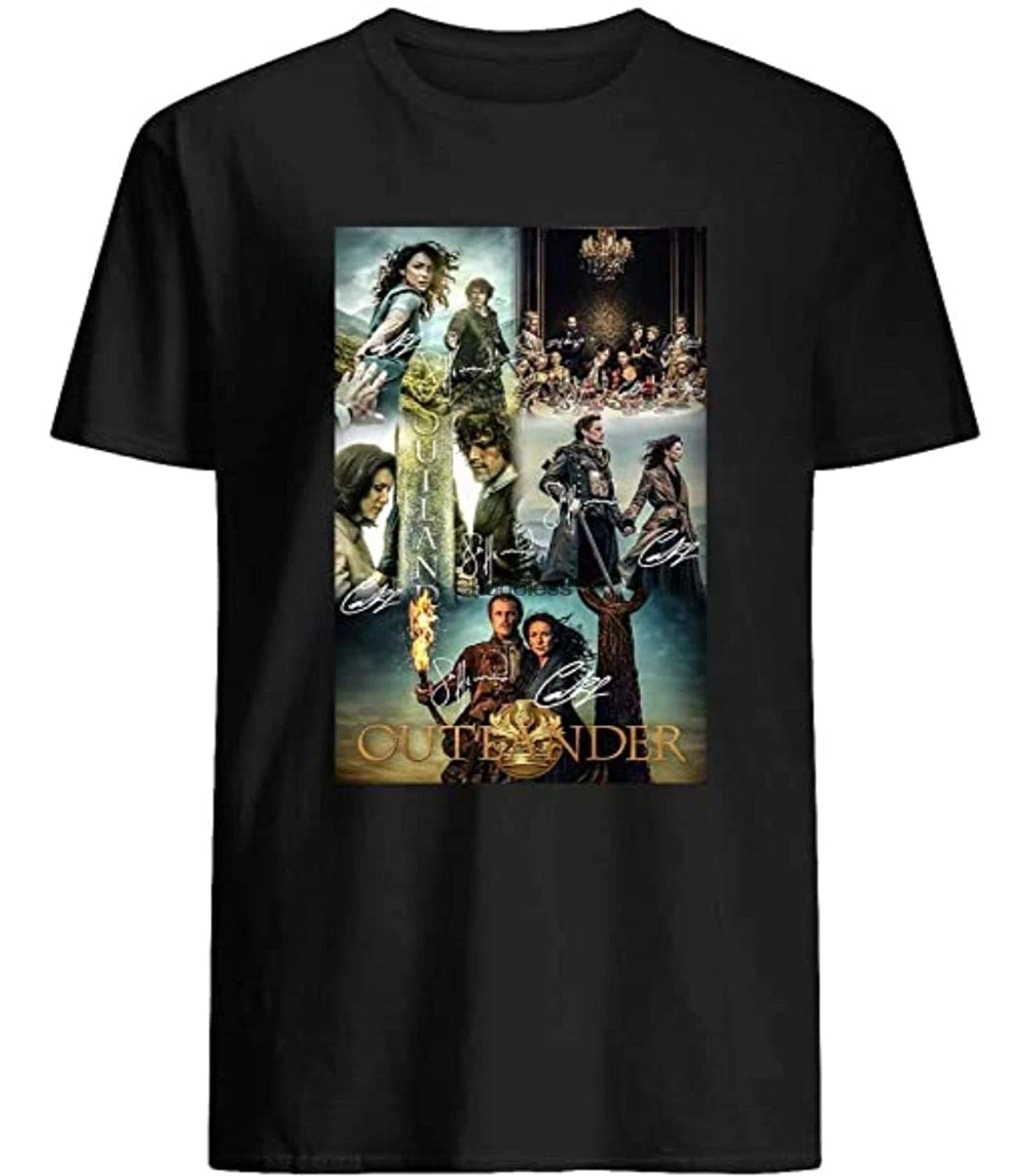 Movie #Outlander Film Sam #Heughan #Jamie Fraser #Caitriona Balfe #Claire Gifts Vintage Unisex T-Shirt Black(1) | Мужская одежда