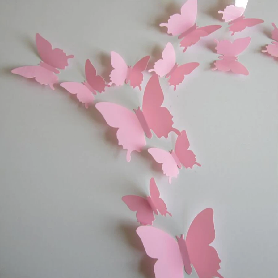Double Layer 3D Butterfly Wall Stickers Home Decoration Magnet Refrigerator Magnet 12Pcs wall stickers self adhesive wall stickers butterfly decorations