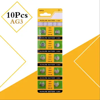 

10pcs/card AG3 For Watch Toys Remote SR41 192 Cell Coin Alkaline Battery 1.55V L736 384 SR41SW CX41 LR41 392 Button Batteries