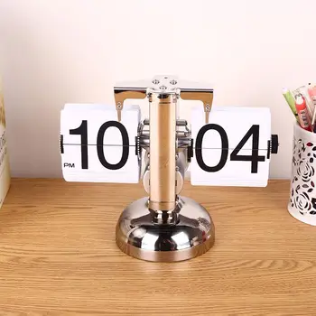 

Vintage Retro Scale Modern Digital Auto Flip Stand Home Metal Desk Clock White