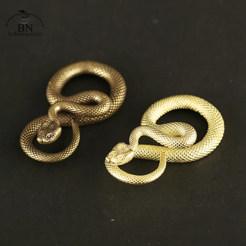 Tea Pet Ornaments Vintage Copper Snake Ornament Decorations Tea Pet Antique Animal Boa Figurines Miniatures Home Decor Accessories for Living Room
