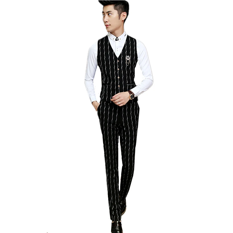 2019  Black Striped Men Suit Pant Size S  M  L  XL  XXL XXXL Classic Men Dress Pants Slim Design Business Casual Mens Trousers