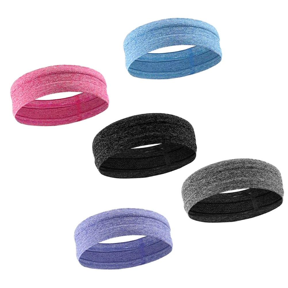 5pcs Sports Headbands Practical Reusable Anti-slid Hair Hoops Hair Bands Sport Costume Supplies for Fitness Outdoor