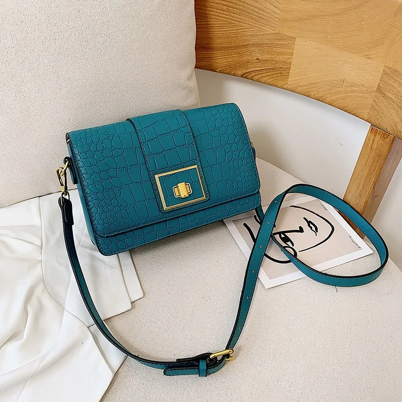 

Crocodile Pattern Western Style WOMEN'S Bag 2019 New Style Fashion Korean-style Versatile Shoulder Bag Wide-Strap Retro Fashion