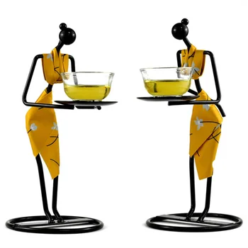 

Creative Metal Girl Figurine Abstract Waitress Tea Set Modern Art Ornament Home Decoration Accessories Desktop Ornament