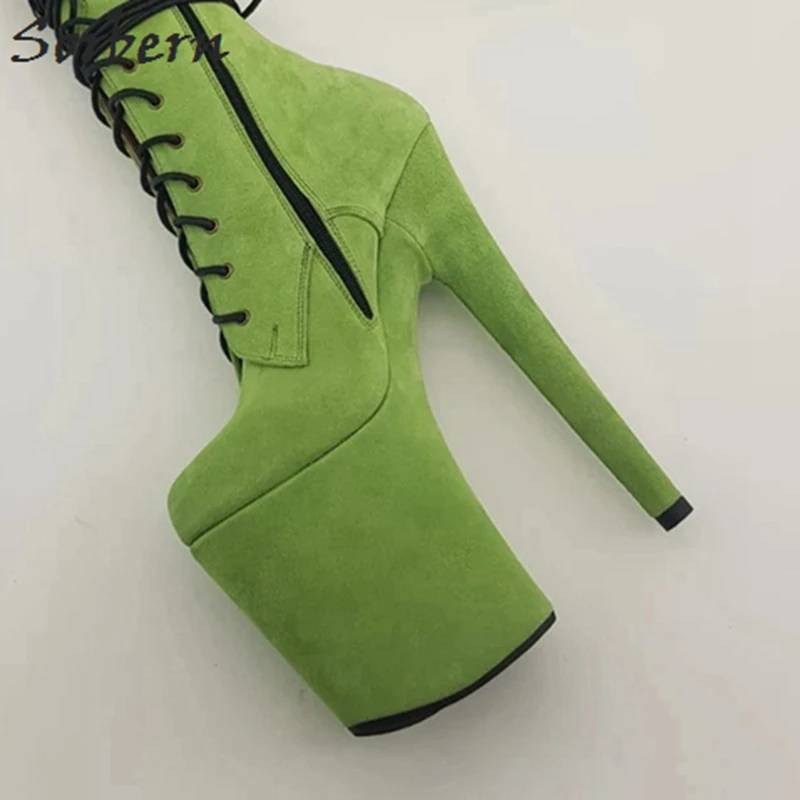 Fresh Green Sorbern ботильоны бордового цвета обувь на очень высоком каблуке пикантная обувь для танцев на шесте на каблуке высотой 8 дюймов, больше цветов - Цвет: Fresh Green