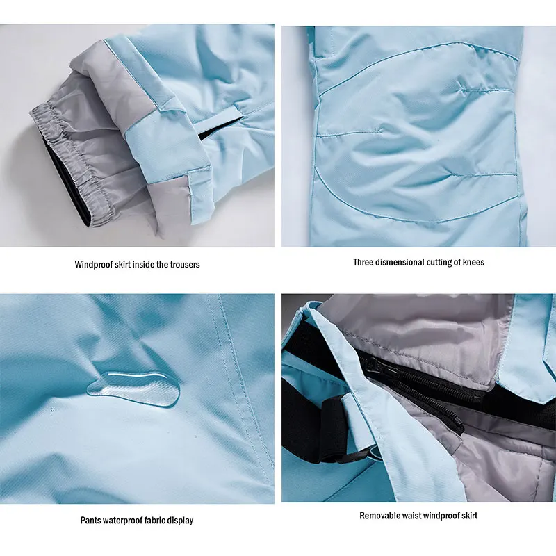 Skiing Pants Men Women Windproof Waterproof Snow Trousers Winter Snowboarding Suspender Pants Waist Protection