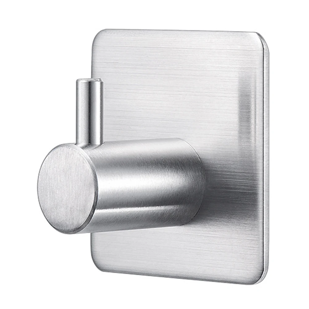 4Pcs Robe Brushed Self Adhesive Stainless Steel Towel Holder Umbrellas Single Towels Bedroom Hanger Bathroom Wall Mounted Hook