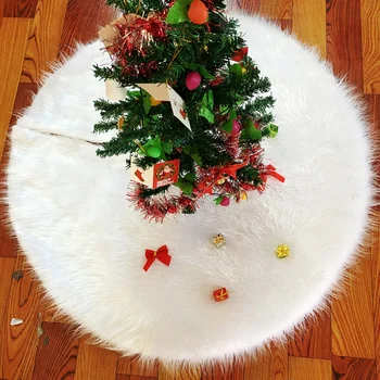 

122cm/ 90cm/ 78cm White Carpet Christmas Tree Skirt Base Floor Mat Cover For Xmas Christmas Tree Decoration New Year Home
