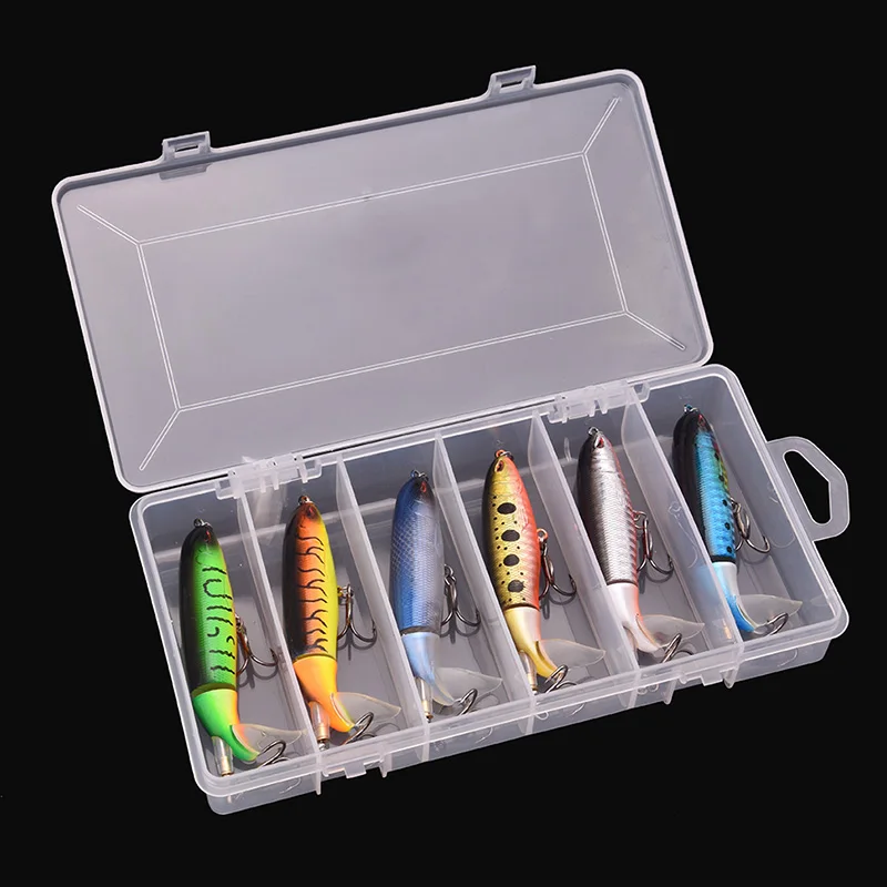 6Pcs with Box Whopper Plopper 100Mm 13G Floating Popper Fishing Lure Artificial Hard Bait Wobbler Rotating Tail Fishing Tackle