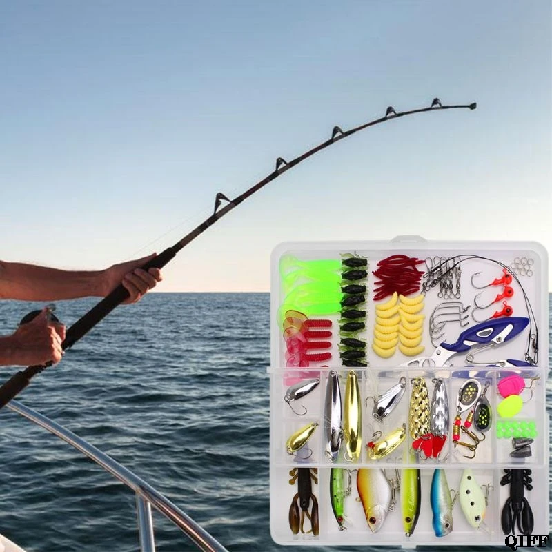 101pcs Fishing Lures Hooks Set Soft Worm Lure Carp Lead Head Jig Hooks Tackle