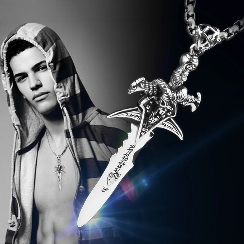 Ожерелье с подвеской в виде меча артаса из серебра 925 пробы | Украшения и