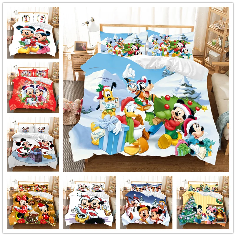 Mickey Minnie Christmas Bedding Set Duvet Cover Children Bed Set King