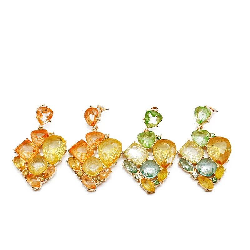 

Free Shipping Geometric Alloy Orange Mixed Color Earring Stud