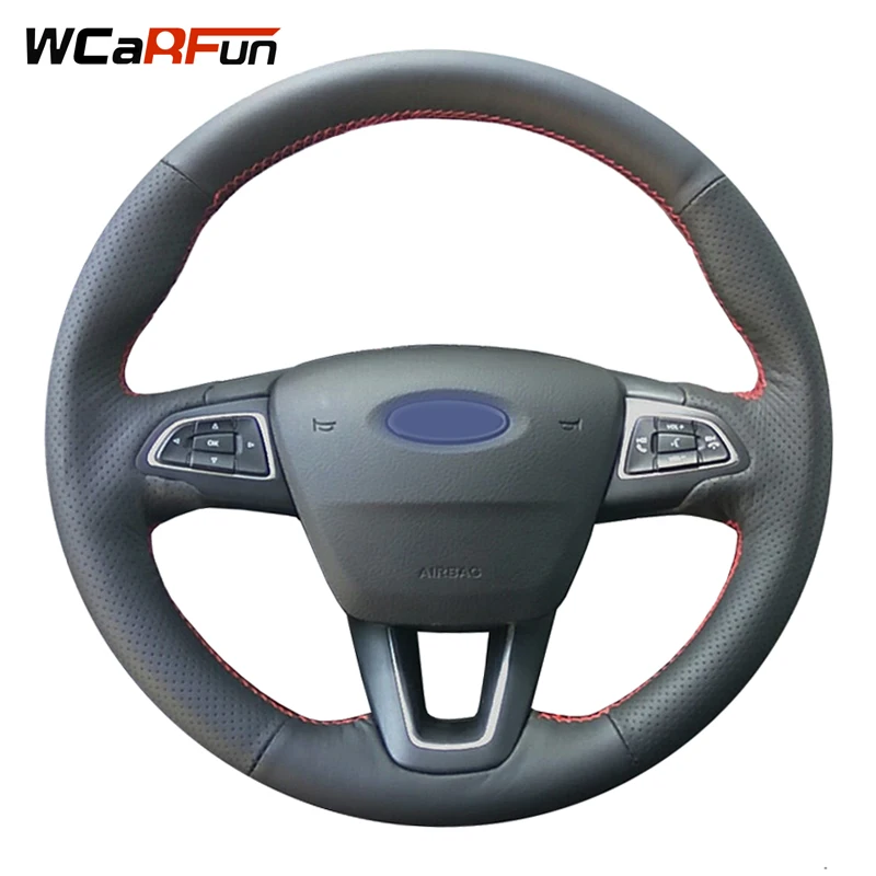 WCaRFun ручная работа искусственная кожа черного цвета для Ford Focus 3 2015|Чехлы на руль| |
