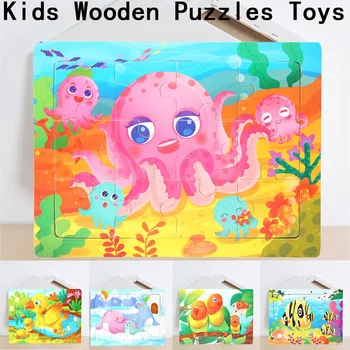 

1 Set Toys For Children Wooden Early Educational Cartoon Learning Pegged Puzzles Study Toy Newest Size:15x0.3x11cm