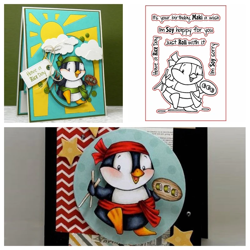 День риса с пингвином прозрачные штампы для самостоятельного изготовления