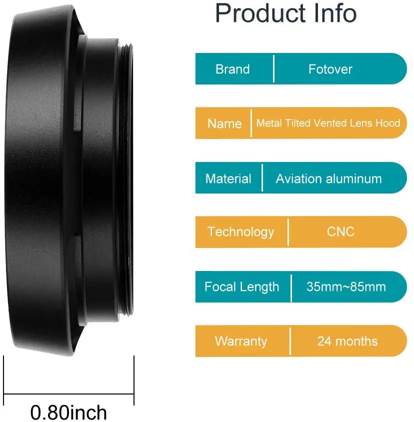 Camera Lens Hood Metal Vented Lens Hood 49mm 52mm 58mm 55mm 62mm 67mm 72mm 77mm Screw-in Lente Protect For Leica Canon Nikon Sony