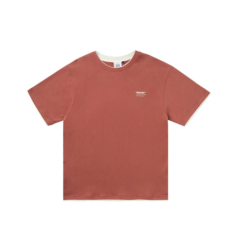 

Wu Airlines Summer Printed Letter Contrast Color Short Sleeve T-shirt Men's Japanese-style Retro Youth Trend Loose-Fit Crew Neck