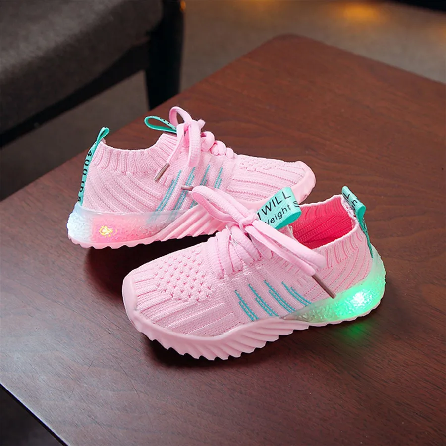 Children's sneakers LED lights boys and girls candy color soccer shoes LED light sports shoes casual shoes light shoes #40J30 (29)