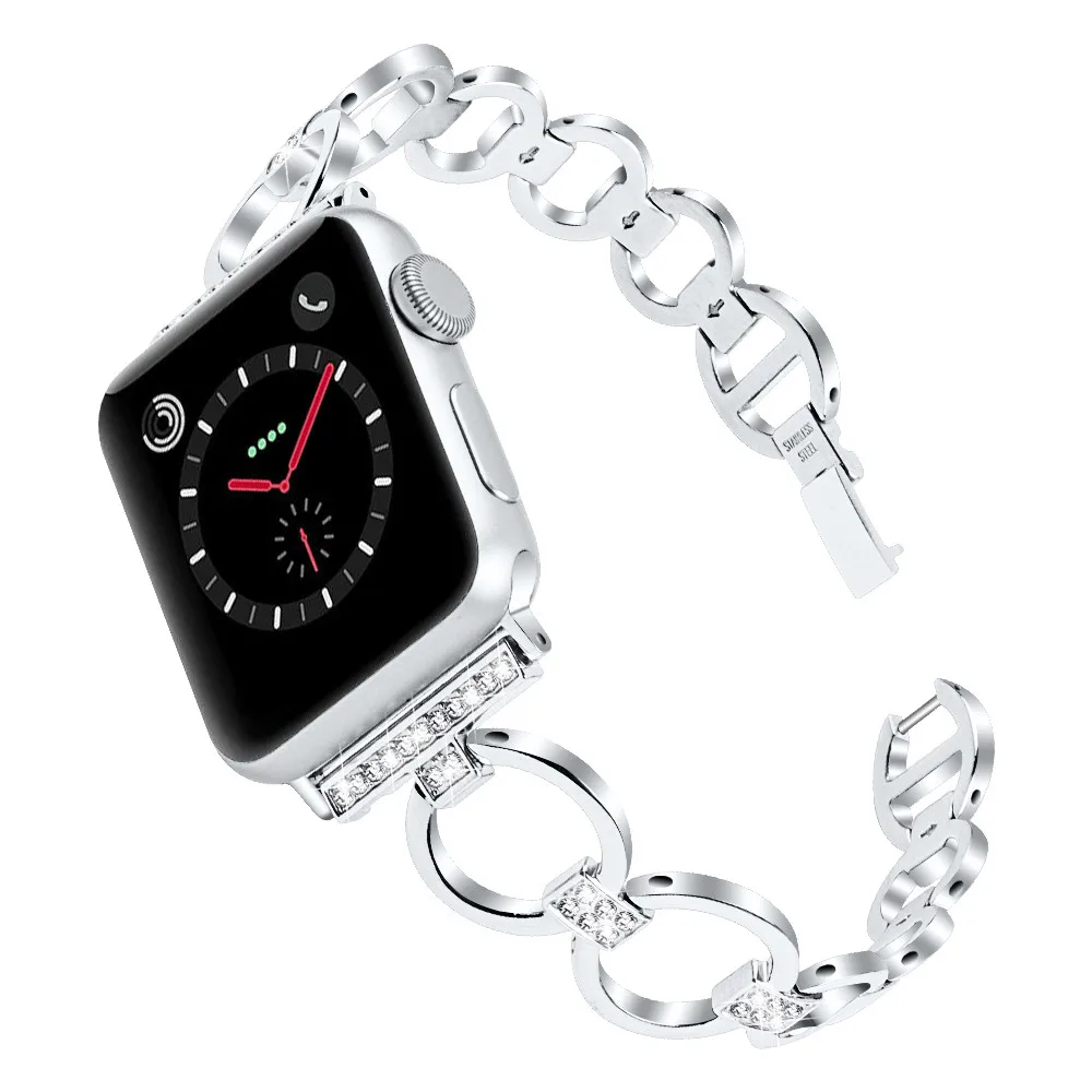 С украшениями в виде кристаллов модный ремешок для наручных часов Apple Watch, версии 5 4 3 2 1 с круглой пряжкой; Стиль браслет для наручных часов iwatch, 40/44/38 мм/42 мм браслет